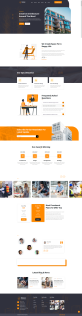 建筑设计网页模板，橘色调建筑设计公司网站网页下载