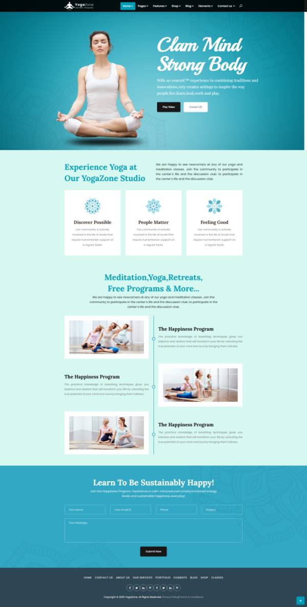 瑜伽网站源码，html健身网页设计代码模板