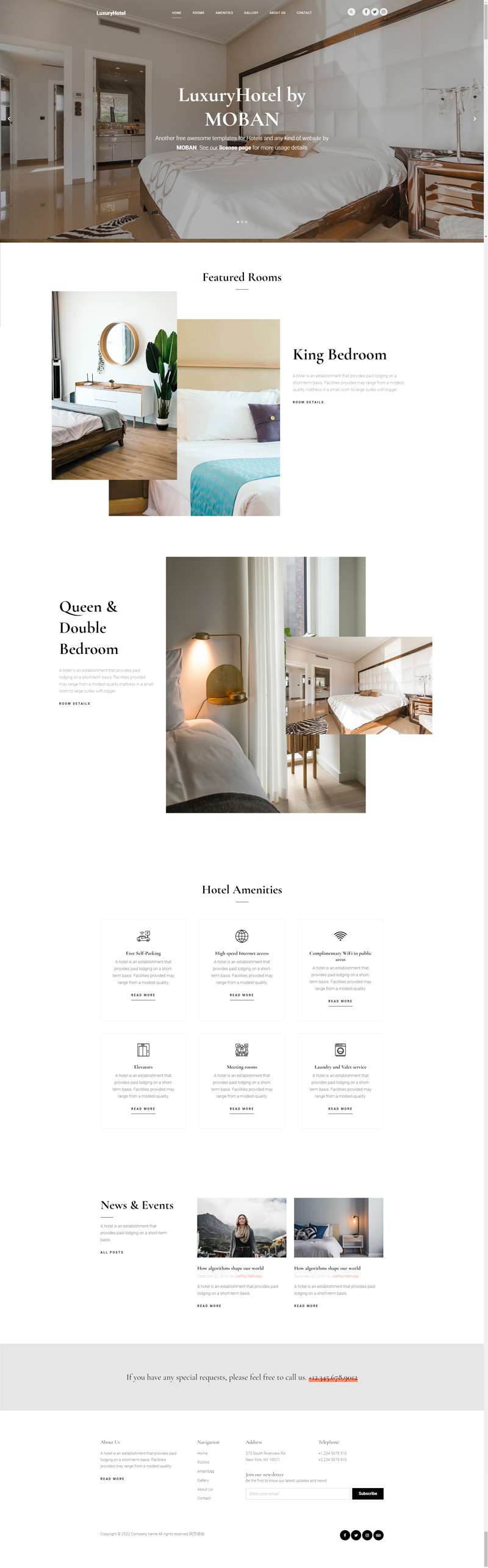 度假酒店网站设计，旅游酒店网站模板
