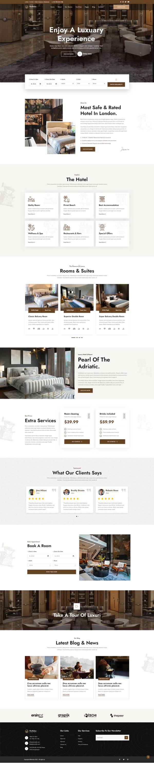 酒店网站设计模板，html豪华酒店网站模板