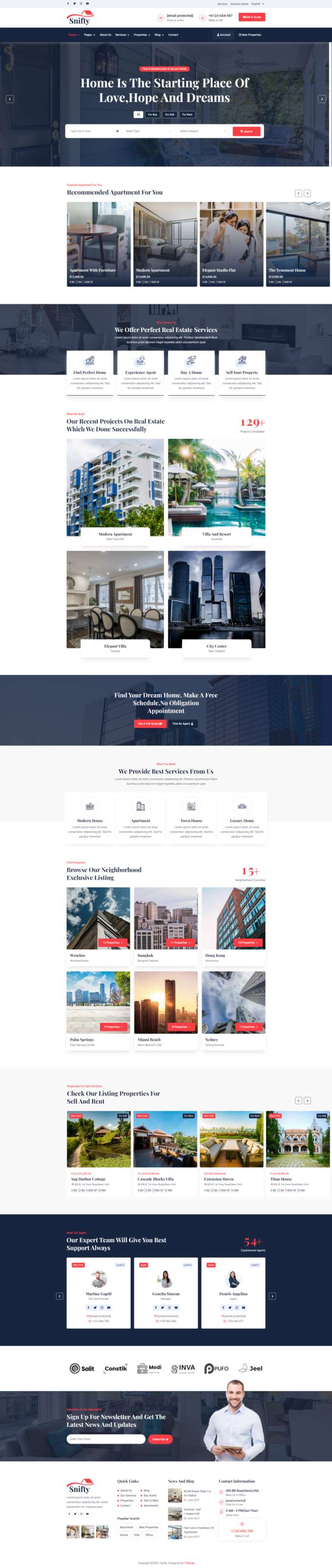 房地产公司网站设计，优质的房产销售网页模板