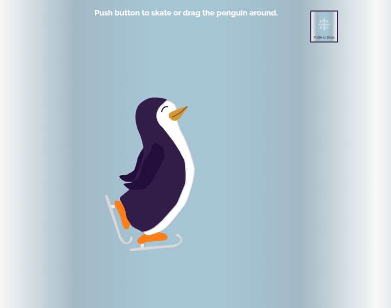 h5交互动画设计，企鹅滑冰动图素材