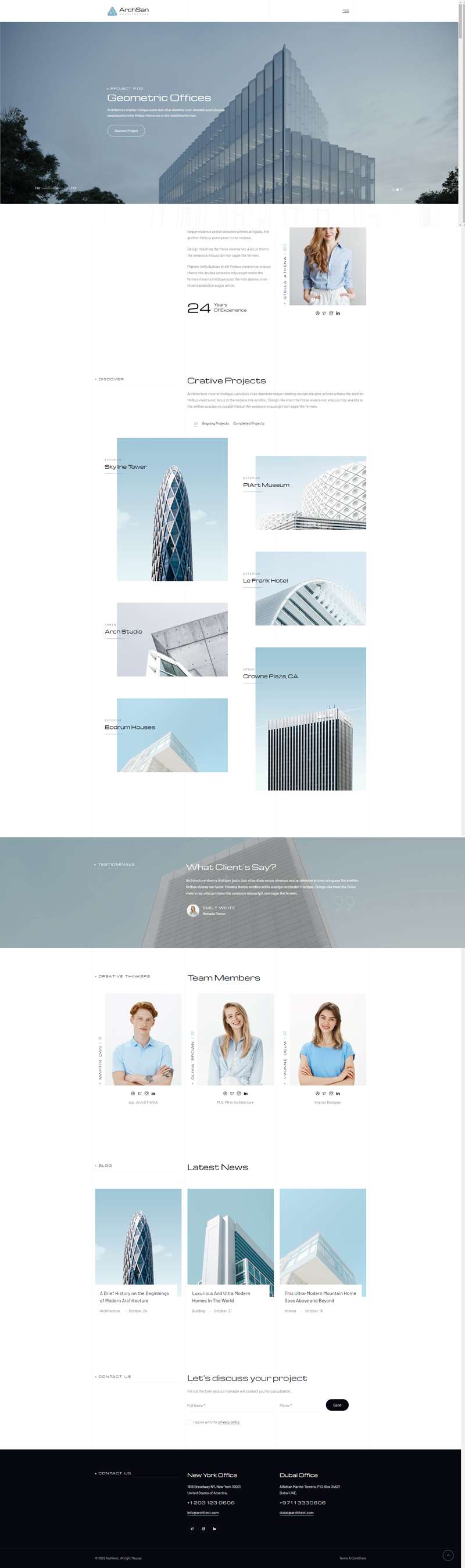 设计工作室网页设计，极简建筑设计网站模板