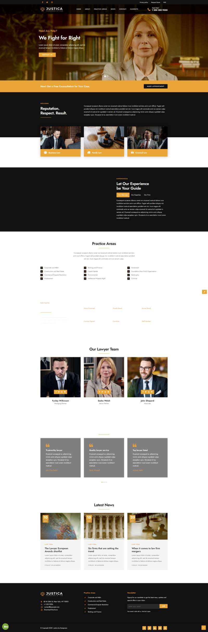 律师事务所网页代码，大气的法律服务网页设计模板
