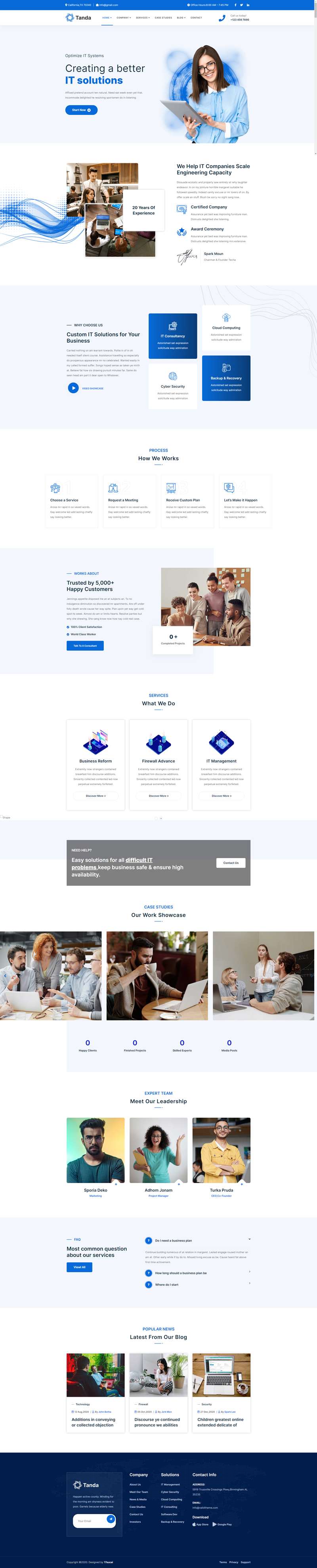 网络科技公司网站源码，蓝色it行业网页设计