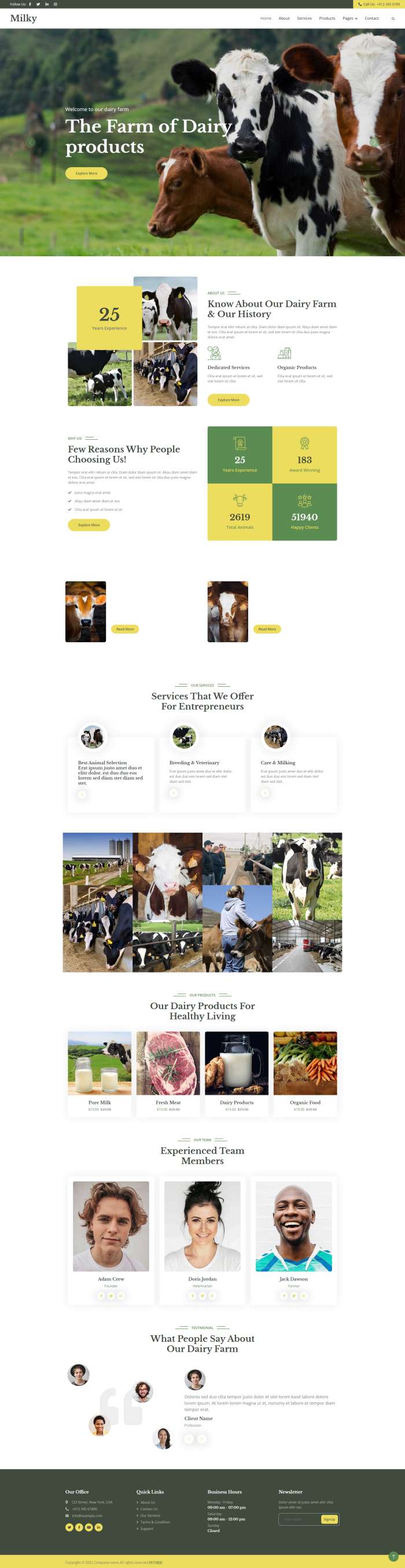 牛奶網頁設計源代碼，奶制品網站設計模板
