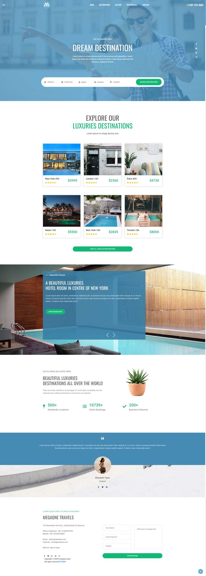 旅游網站模板html5，一站式旅行網站界面設計模板
