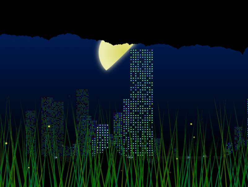 视差动画模板，唯美城市夜景素材