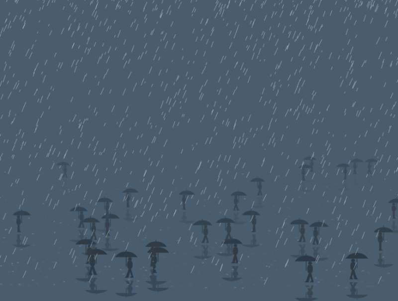 h5动画效果案例，逼真动态雨天素材