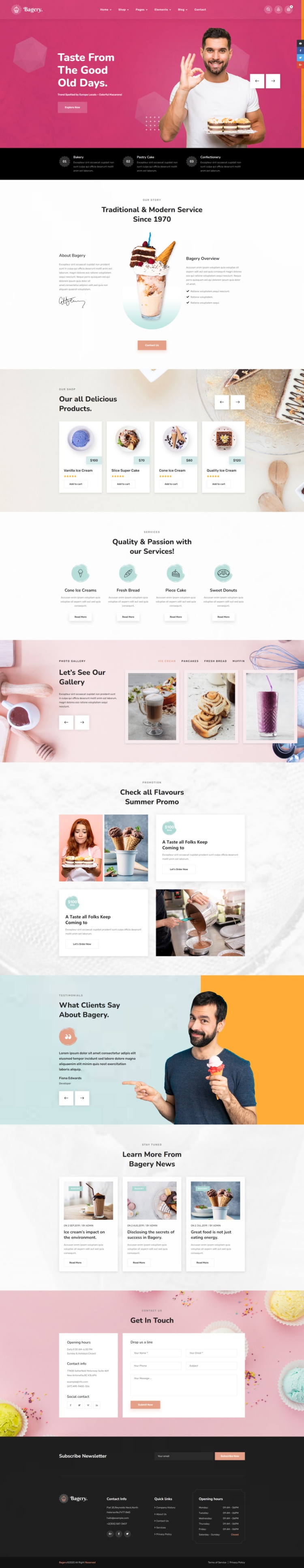 冰淇淋網頁設計代碼，網紅甜品店網頁模板html