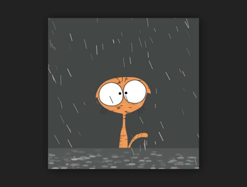 卡通动画素材，下暴雨流浪猫动态图下载