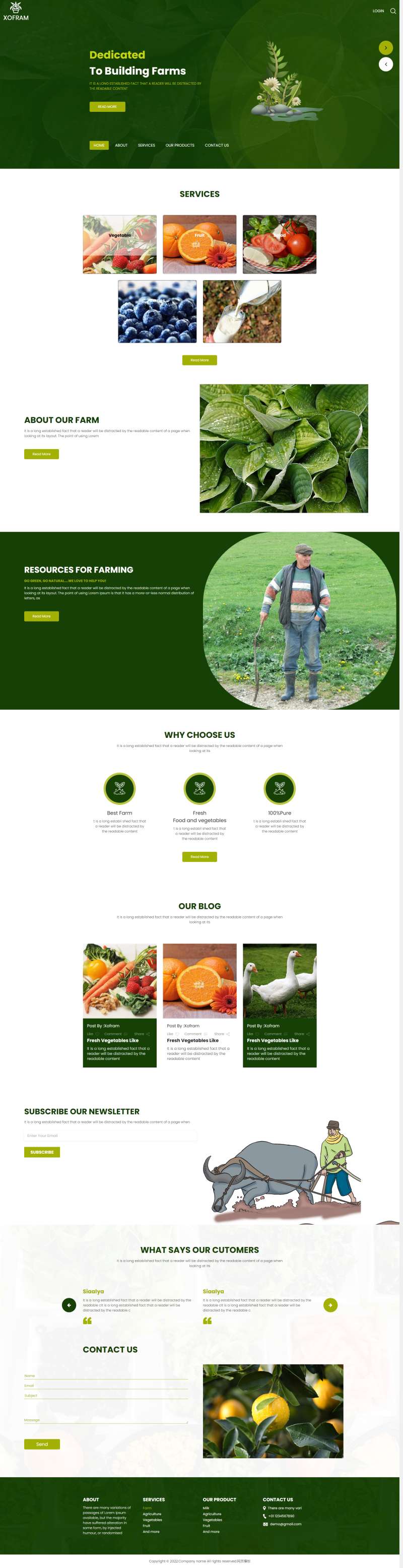 綠色農場網頁html，農產品電商網站建設模板