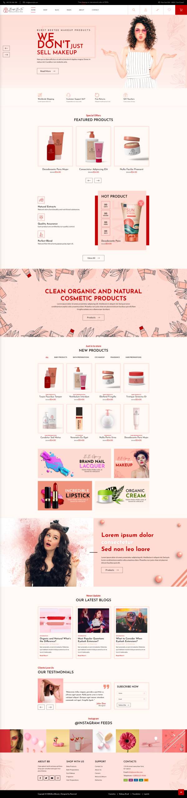 化妆品购物网站设计，优质的美妆商城模板