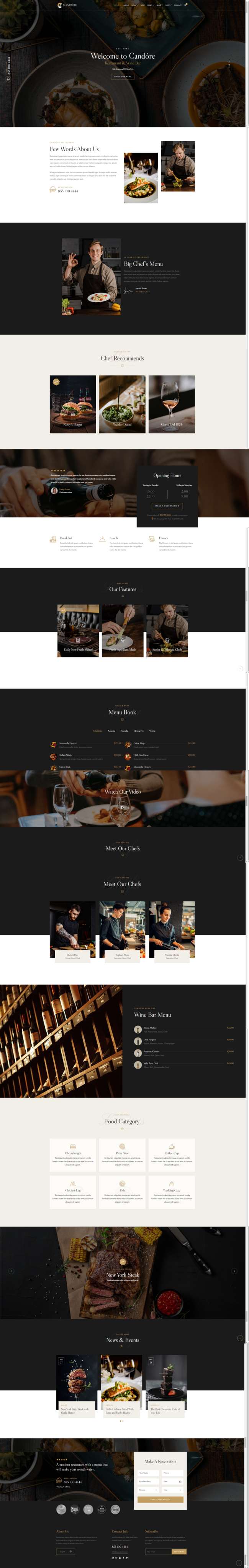 多样化餐厅网站设计，高端西餐厅网页设计模板