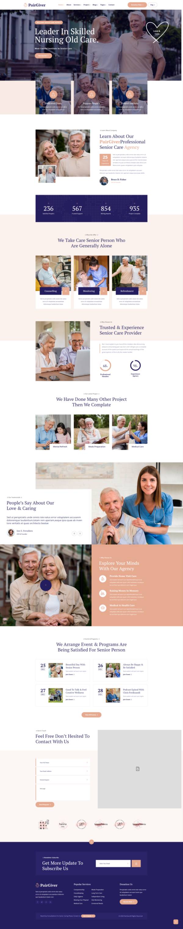 养老院网页H5，老年人服务网页设计案例模板