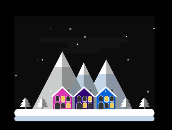 css动画效果代码，小镇下雪动态图素材