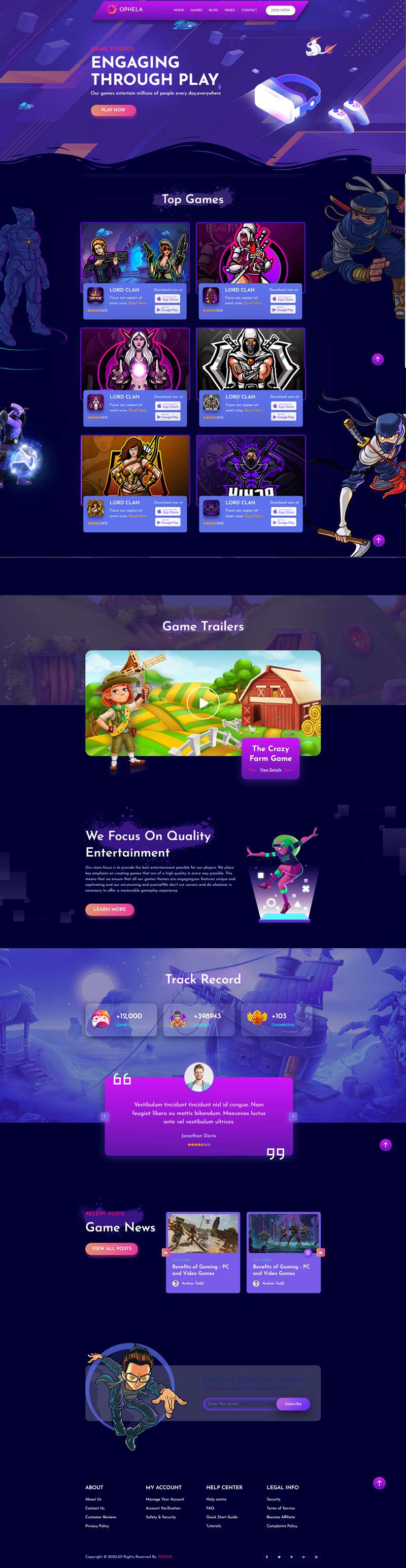 游戏类网页设计，紫色游戏公司网站模板