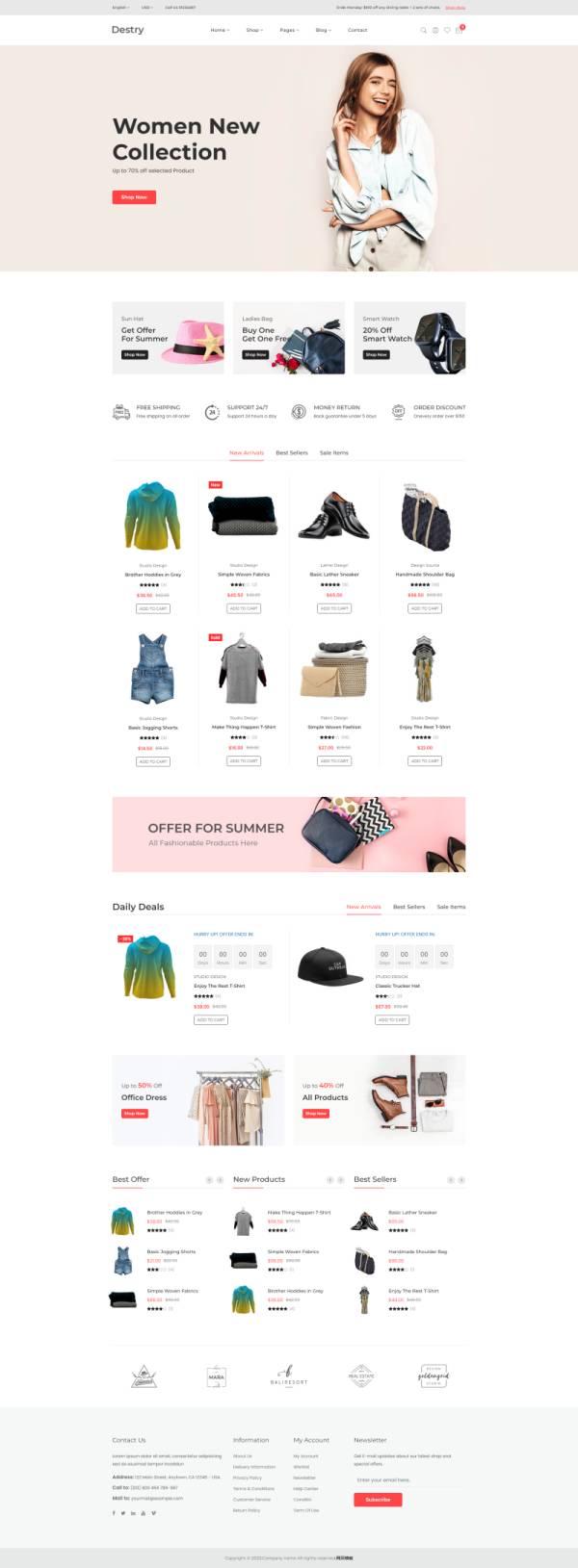 时尚女装网页制作，优质电子商务网站建设模板