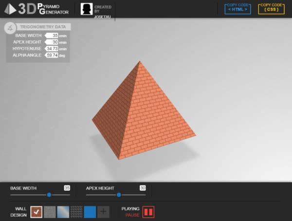 金字塔3d模型制作，html金字塔代码模板