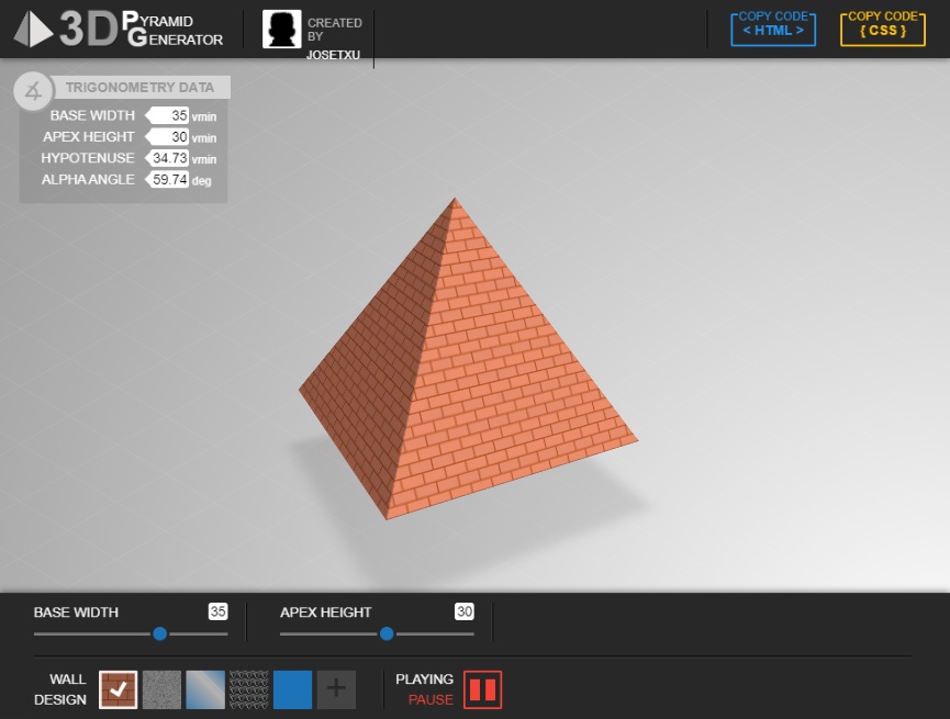 金字塔3d模型制作，html金字塔代碼模板