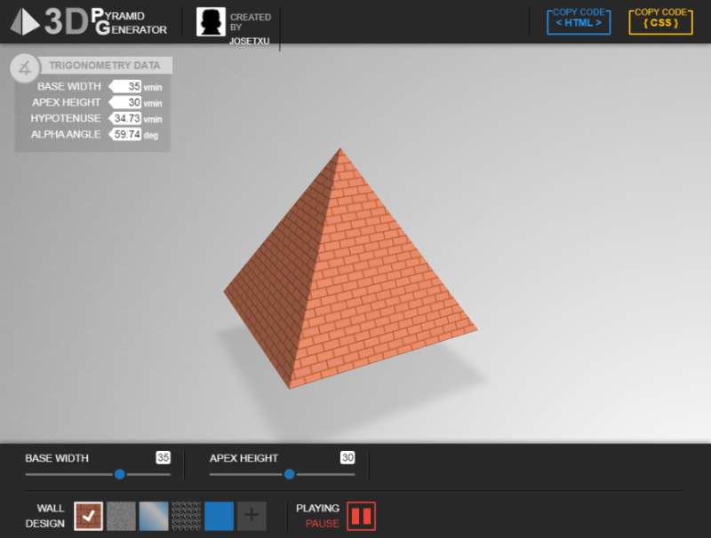 金字塔3d模型制作，html金字塔代码模板