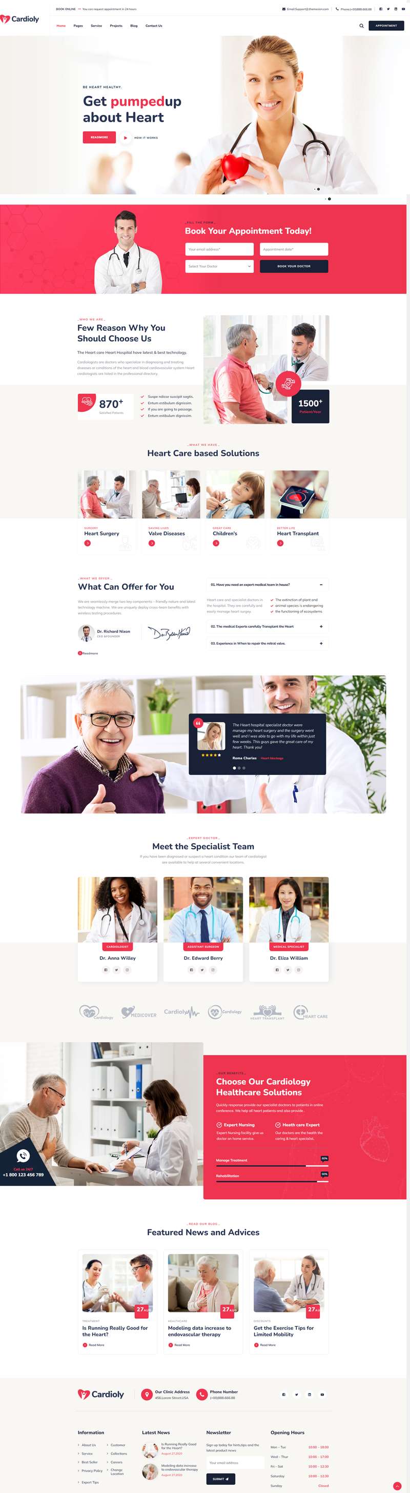 心脏病网站制作，优秀医疗服务网页设计案例