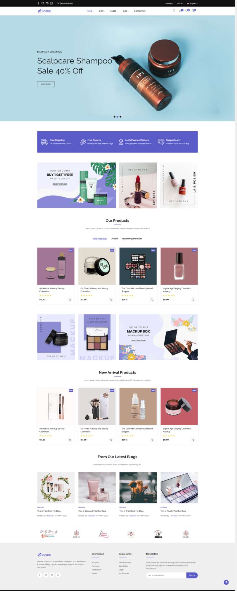 化妆品电商网页设计，大型化妆品销售网页模板