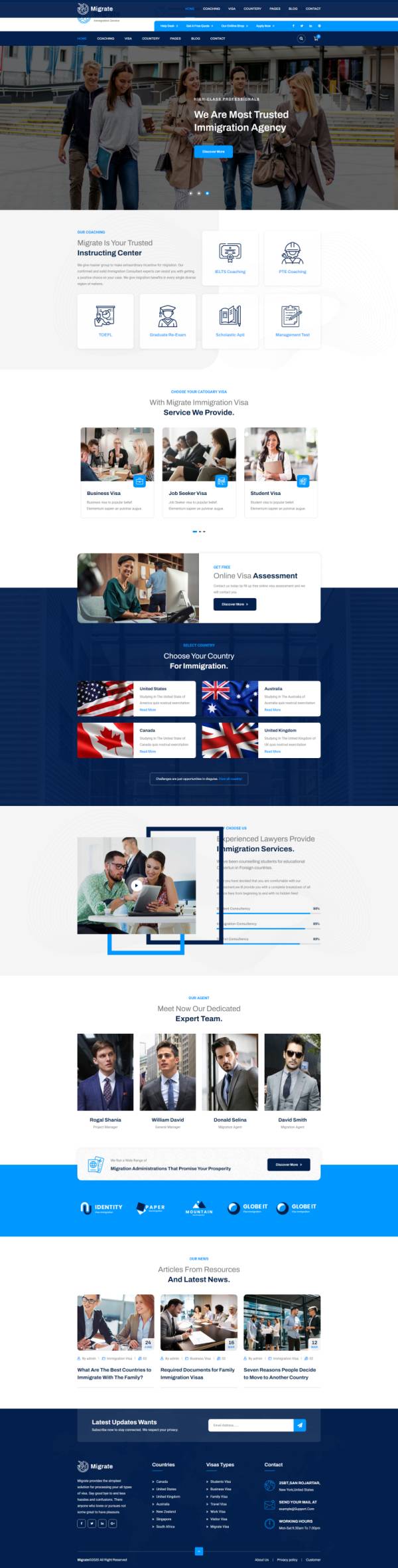 出国签证网页设计模板，移民网页界面设计素材