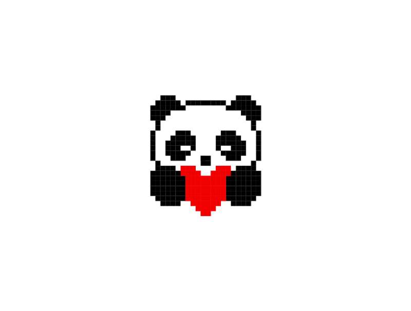 动态像素画制作，熊猫爱心表情包动态图下载