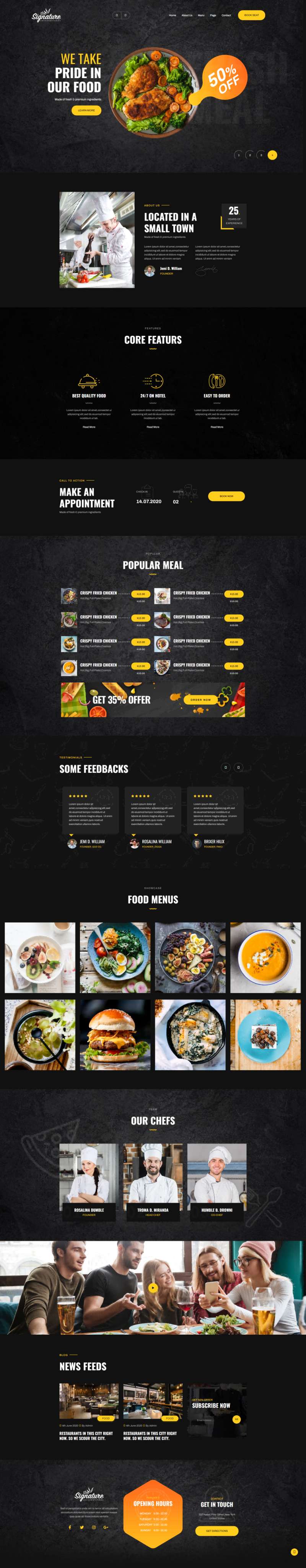餐饮网页设计模板及代码，黑色美食网页设计模板