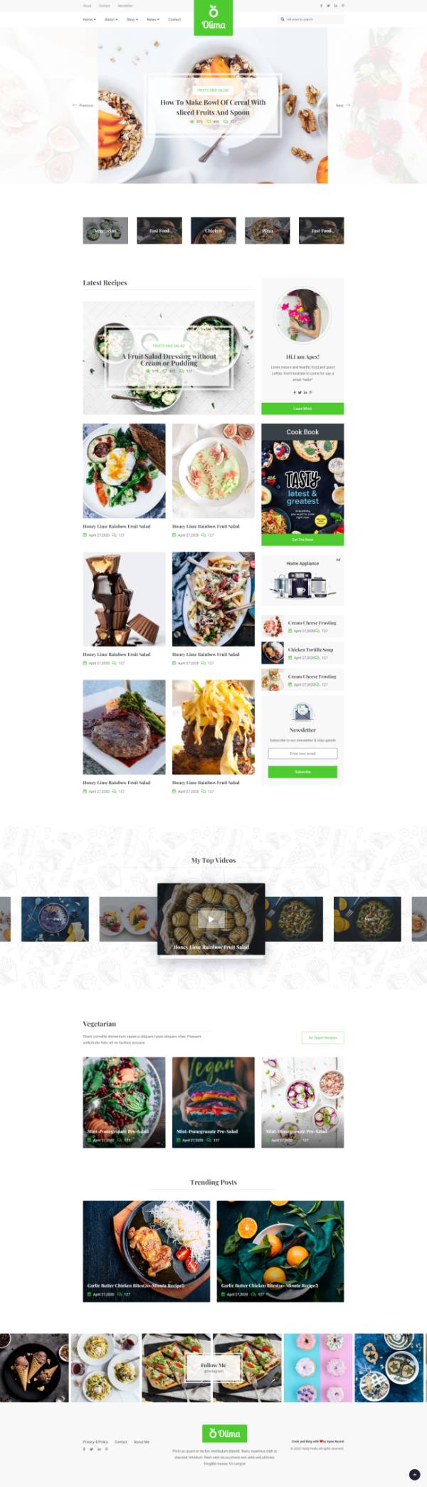 分享类网站模板，优质美食博客网页设计