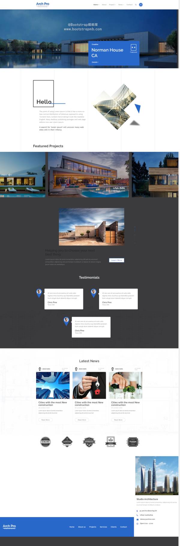 建筑设计网站模板，专业外观设计网页模板