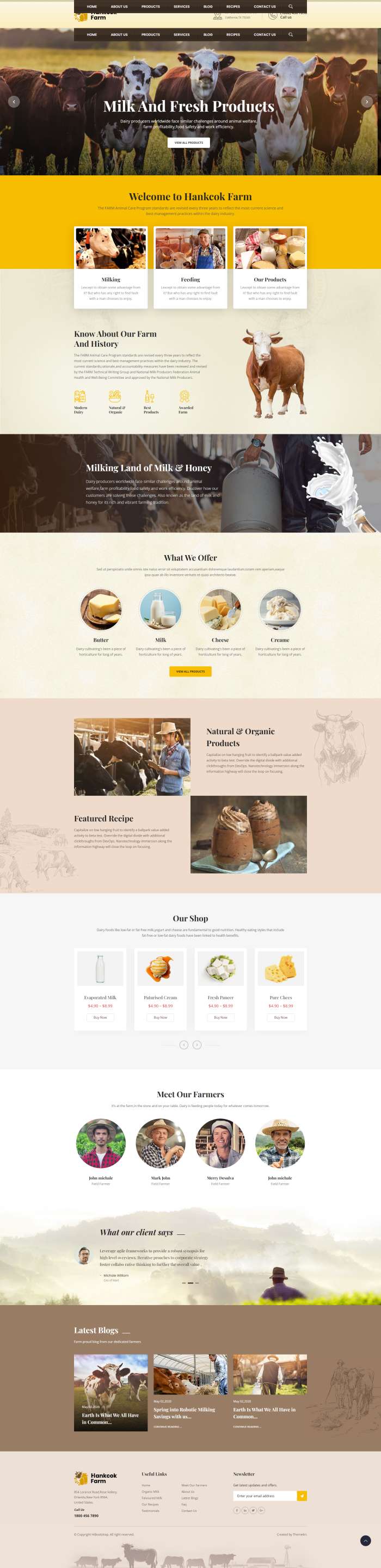 农场网站设计，优质奶牛养殖网页模板
