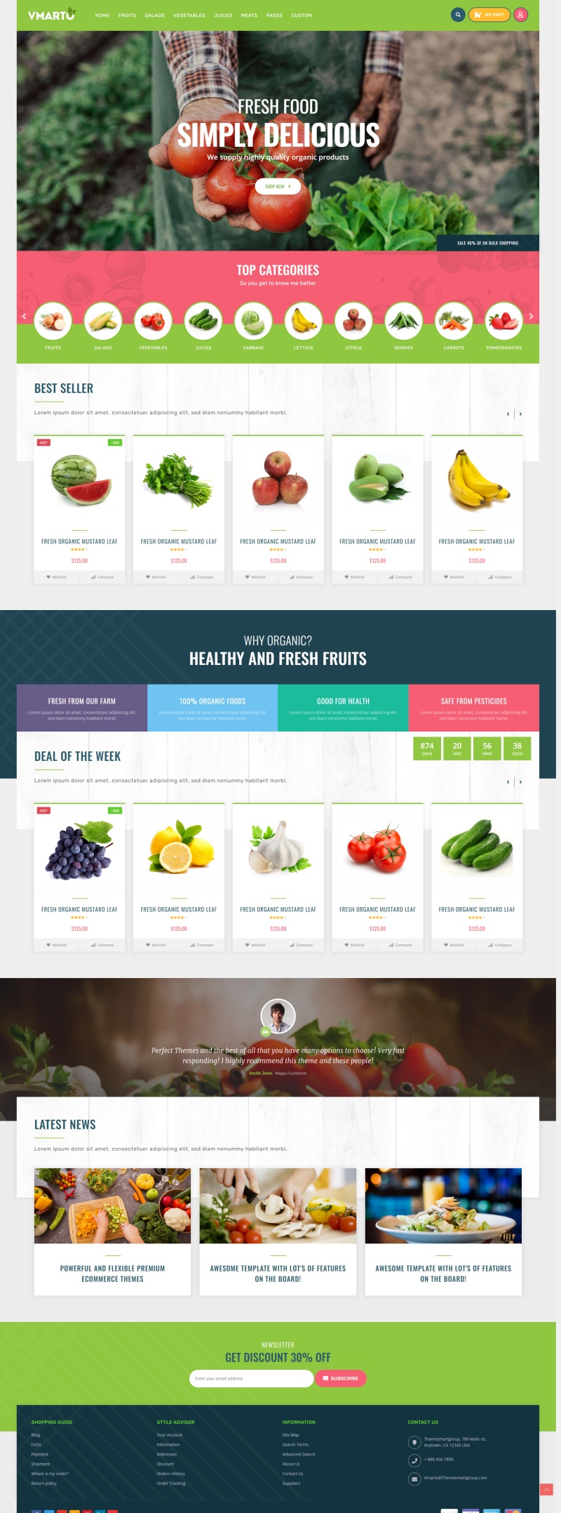 电商网站开发，绿色果蔬销售网页模板