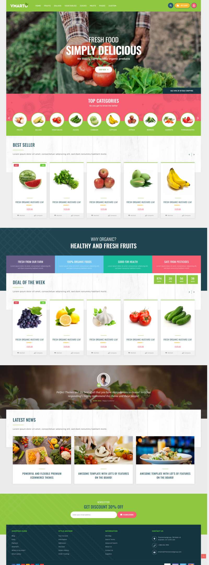 电商网站开发，绿色果蔬销售网页模板