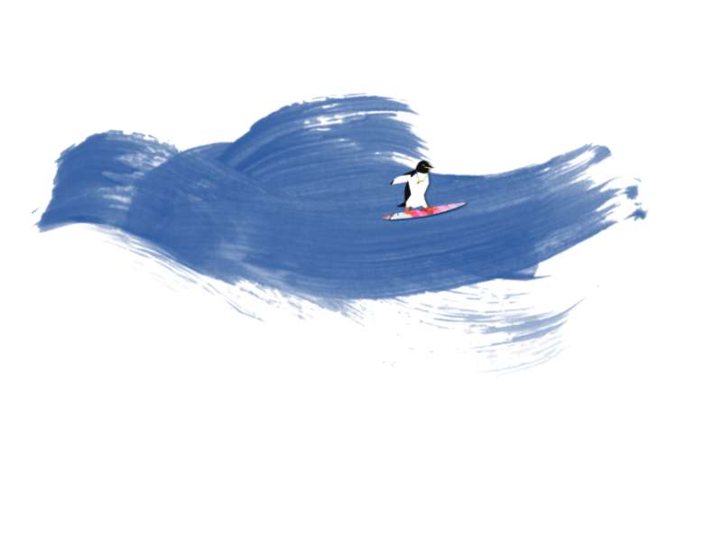 css动画无限循环，炫酷冲浪企鹅图形设计
