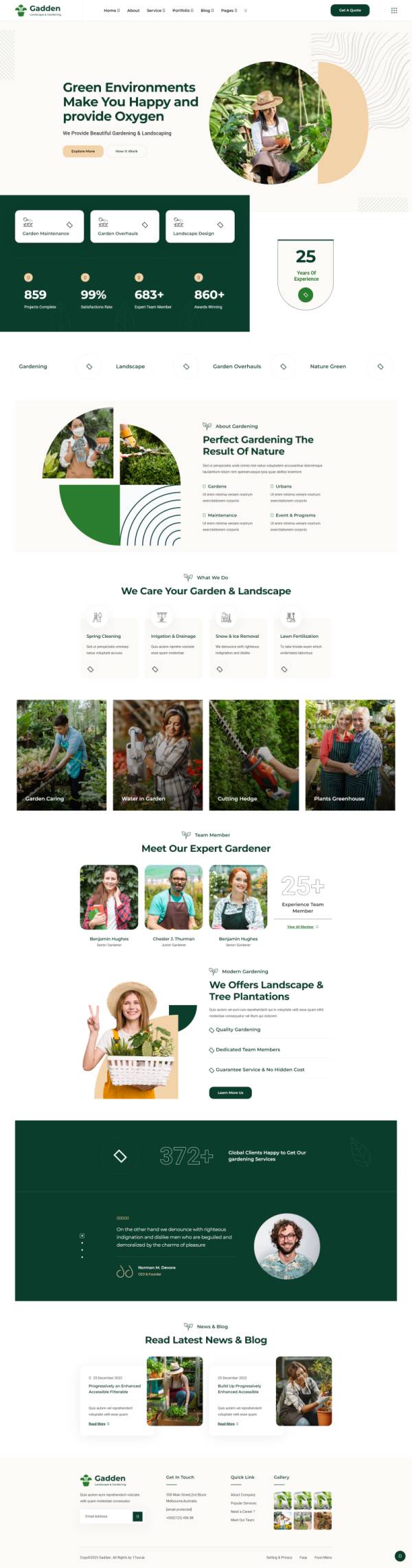 绿化公司网站搭建，墨绿色园林设计网页模板
