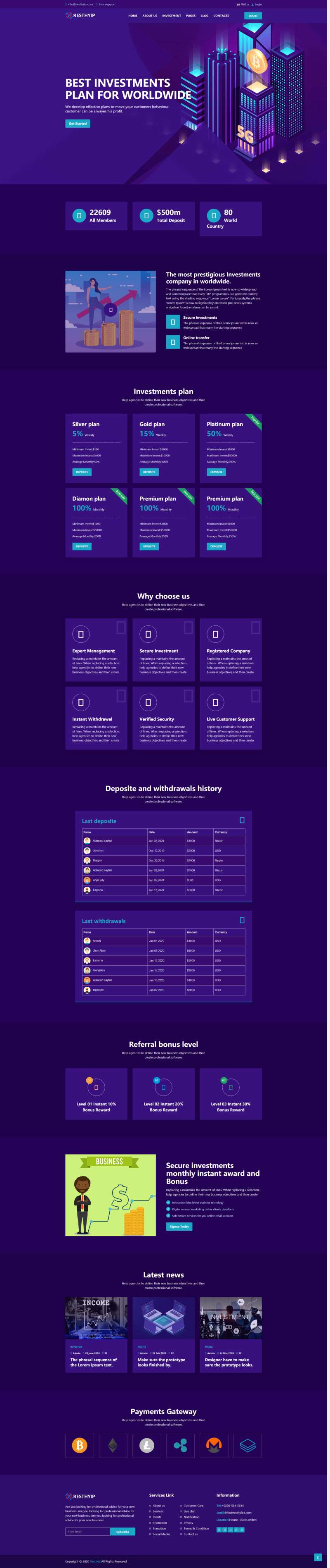 基金網頁源碼，紫色金融投資網站模板