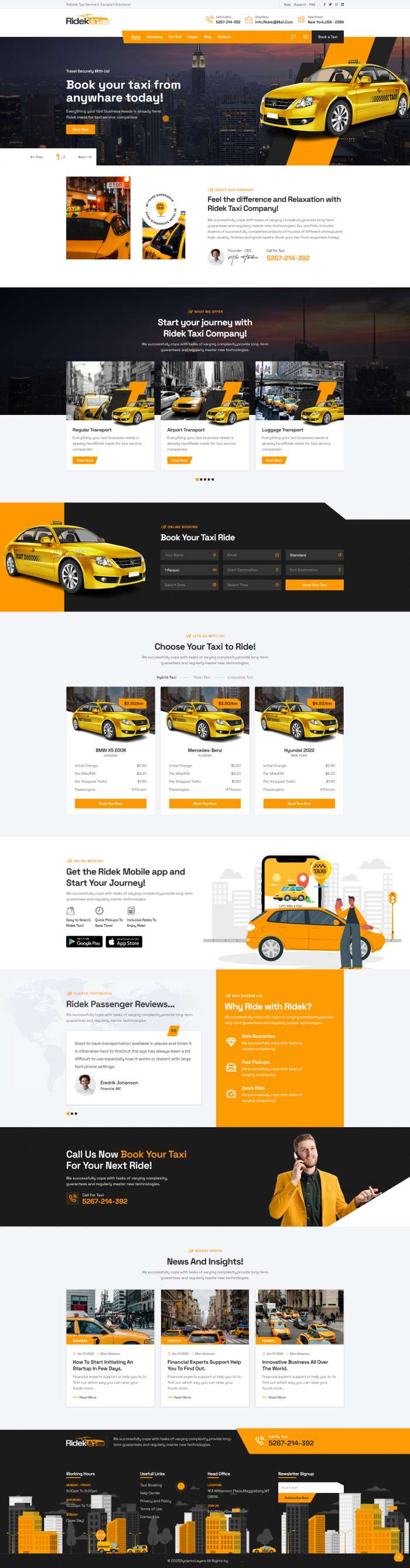 在线预约网页制作，出租车汽车服务网站网站模板