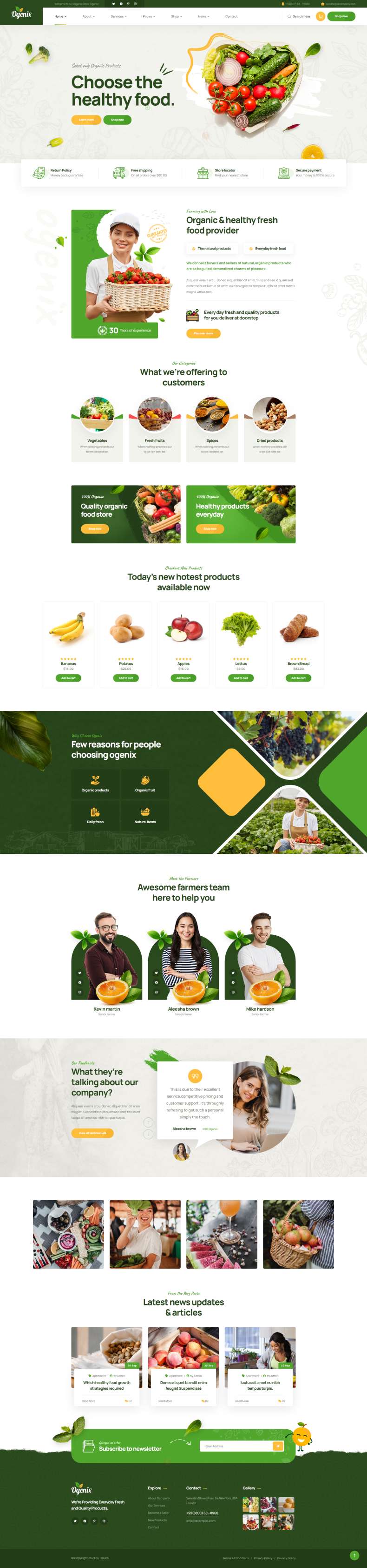 生鲜网页界面设计，绿色食品销售网页模板