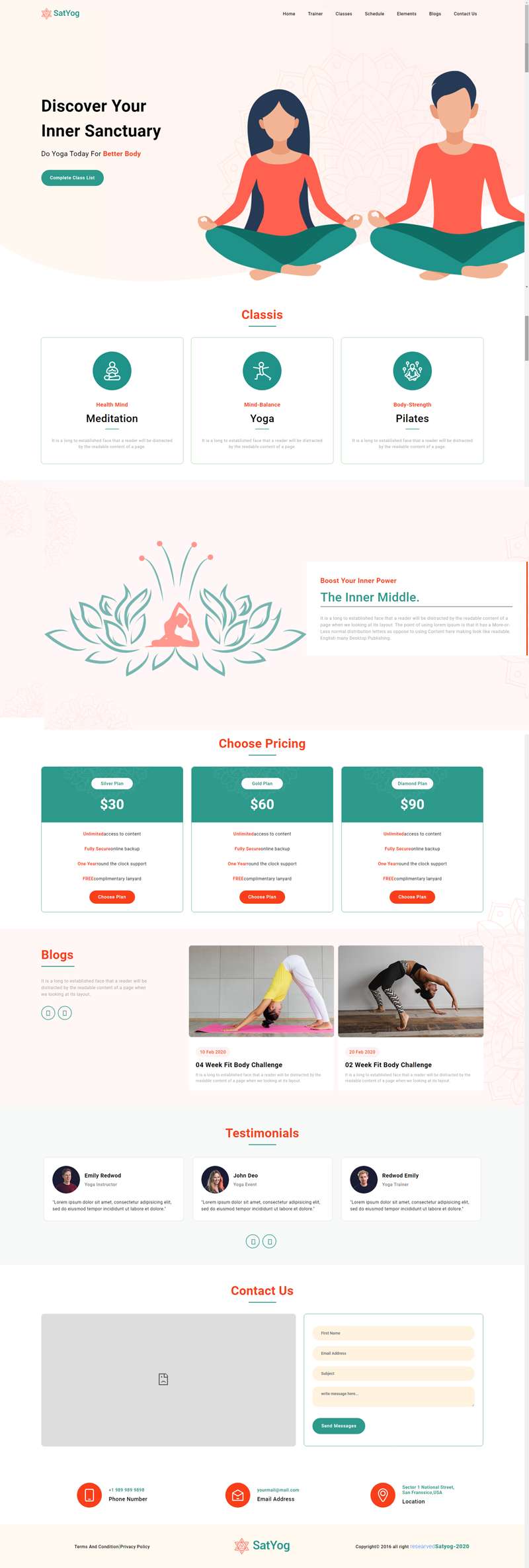 瑜伽培训网站源码，大气瑜伽馆网页设计模板