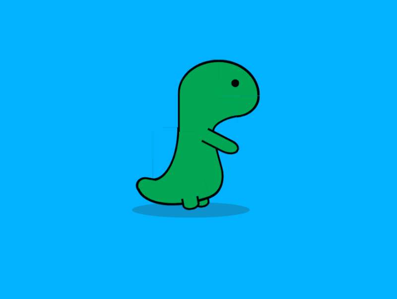 动物卡通形象设计，小恐龙走路动态图素材