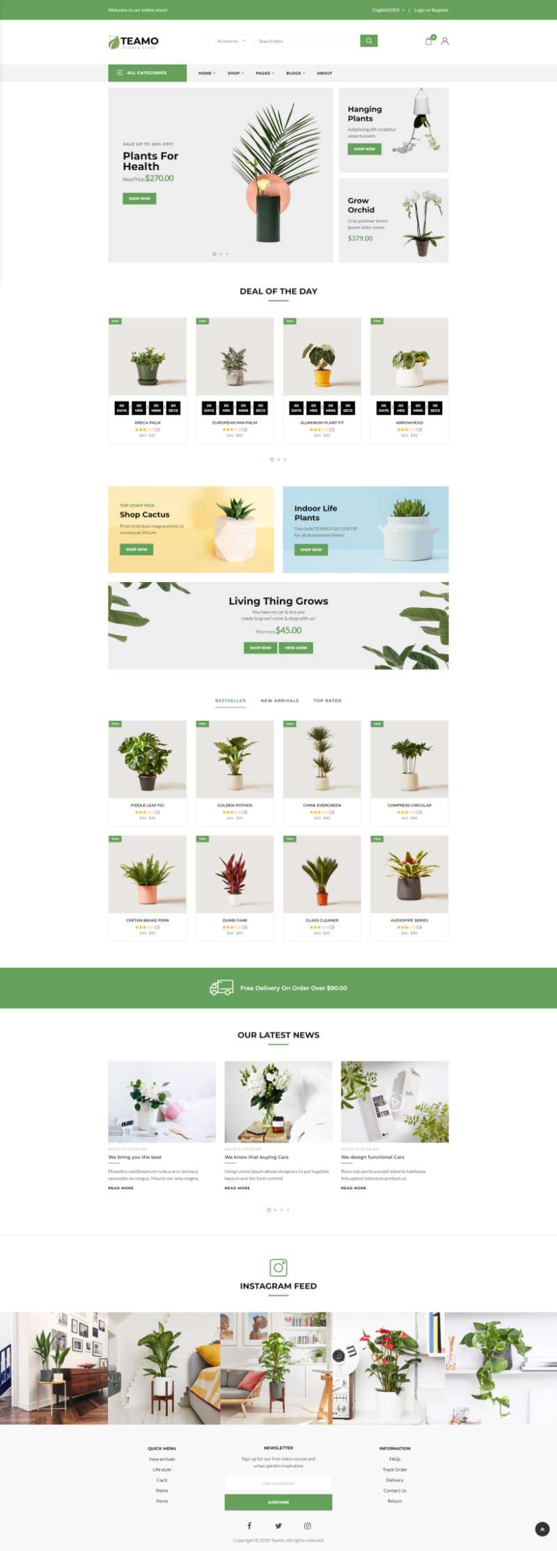 盆栽采购网页模板下载，小清新绿植销售网页推荐