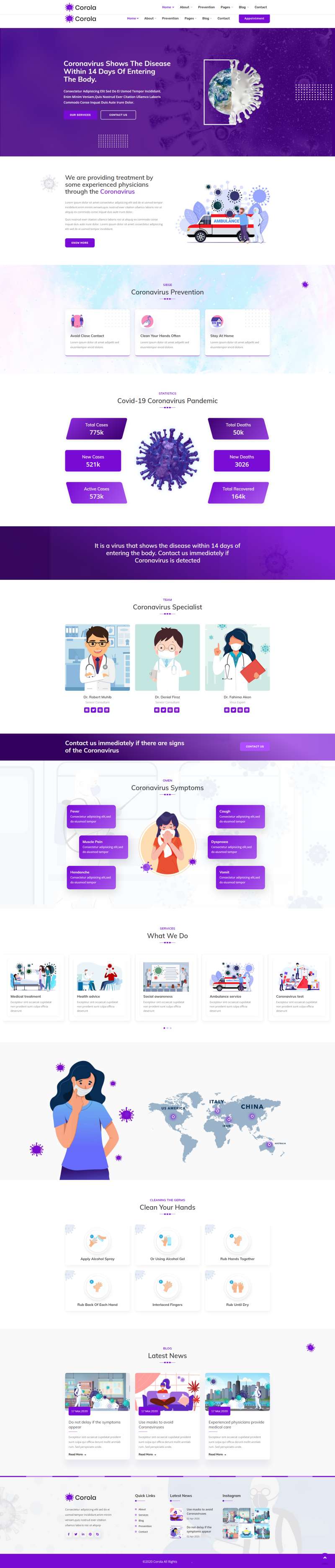 医疗行业网站建设，紫色防疫宣传网页代码
