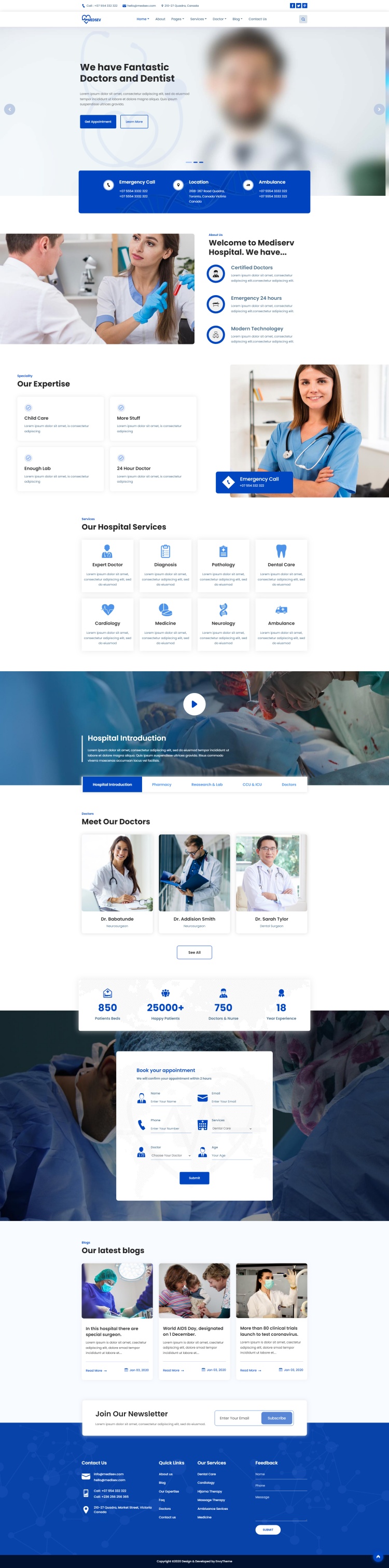 私人诊所网站建设，蓝色医疗咨询网页设计模板