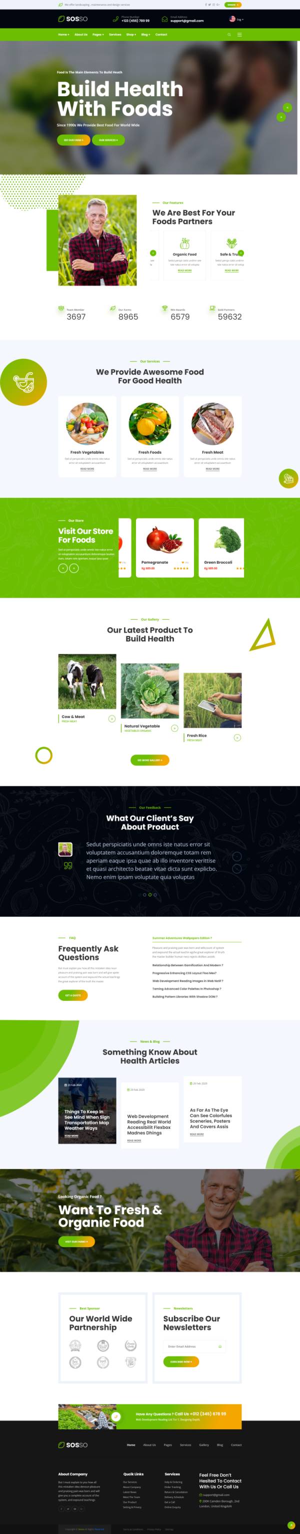 种植类网页设计代码，绿色有机食品网上商店HTML5模板