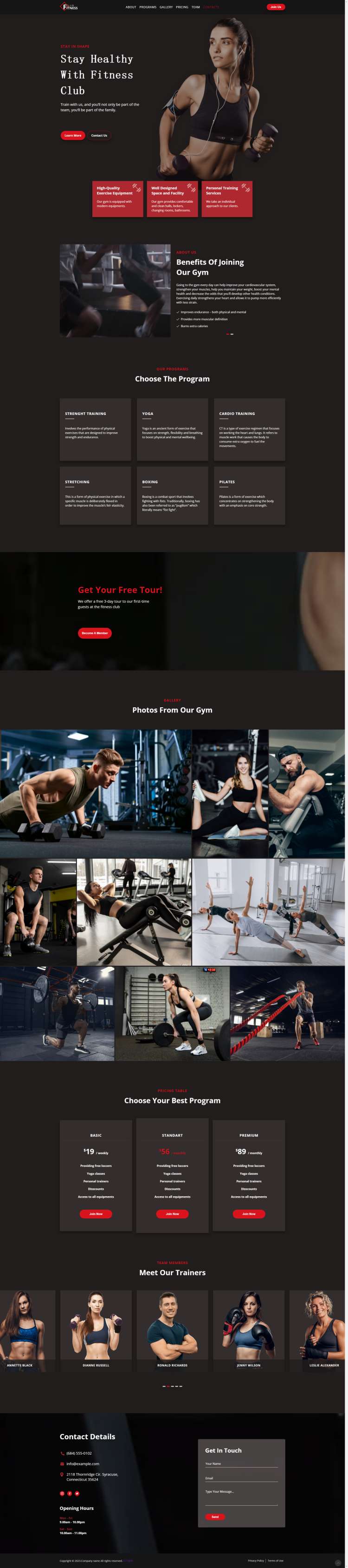 运动网页设计代码，健身俱乐部网站设计模板