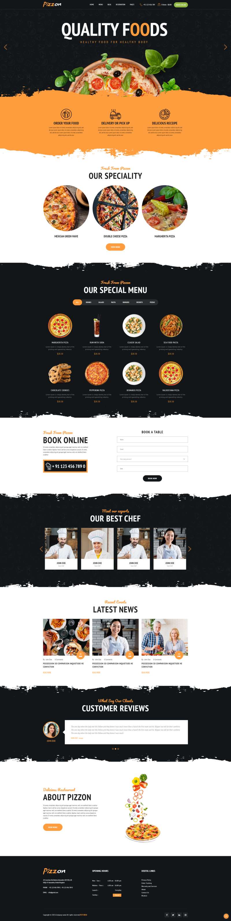 西餐网页设计，披萨网上订餐网站模板