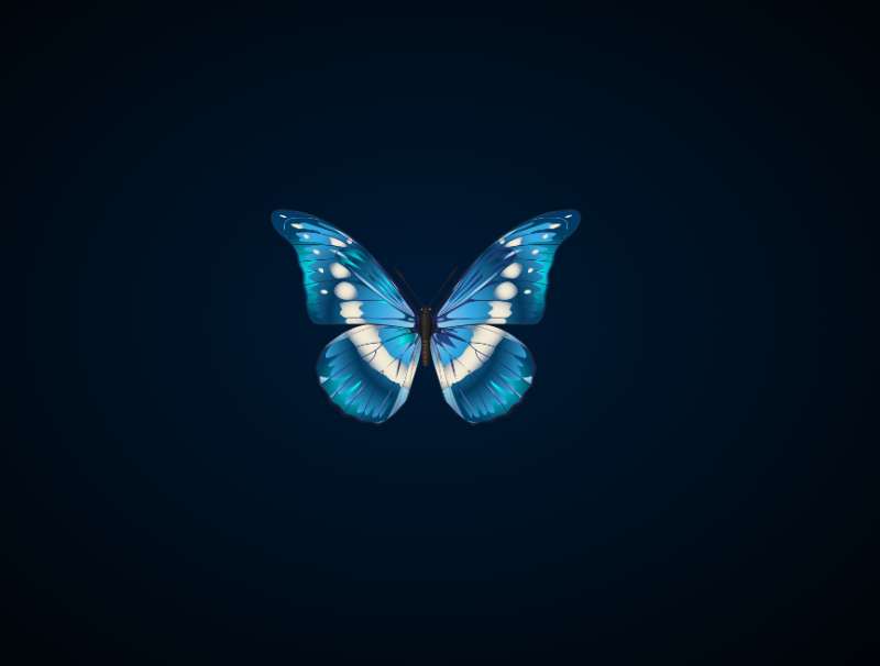 蝴蝶插畫設計，藍色幾何蝴蝶圖形素材