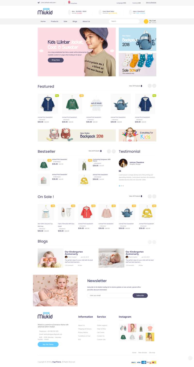童裝購物網站素材參考，響應式商店網站源碼